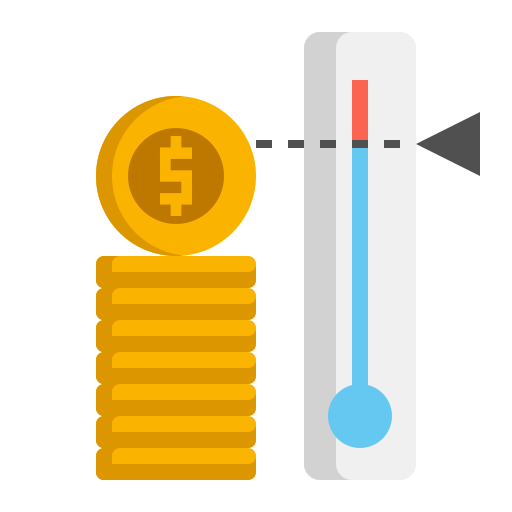 dollar coin and thermometer icon