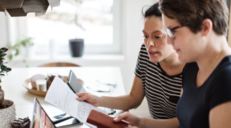 Couple checking finances